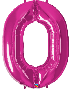 34" Magenta Number 0 Foil Balloon Qualatex