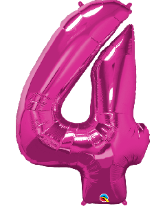 34" Magenta Number 4 Foil Balloon Qualatex
