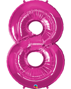34" Magenta Number 8 Foil Balloon Qualatex