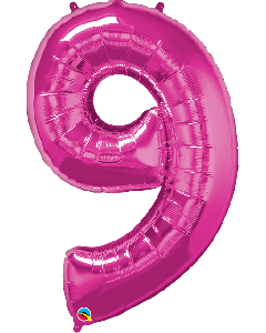 34" Magenta Number 9 Foil Balloon Qualatex