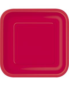 Ruby Red 9" Square Plates 14pk Unique