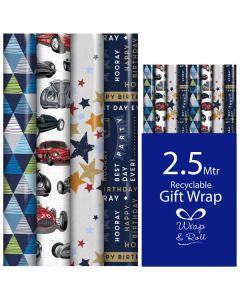 49 Rolls of 2.5m Male Gift Wrap Eurowrap