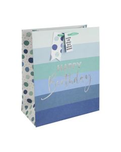 Male Birthday Stripes Large Gift Bag Pk6 Eurowrap