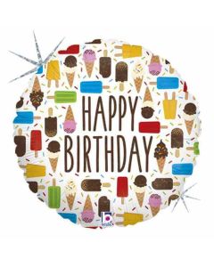 9" Foil Unpackaged Balloon Birthday Ice Cream