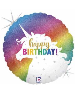9" Holographic Glitter Unicorn Birthday Unpackaged Grabo