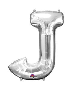 16" Silver Letter J Air-Fill Foil Anagram