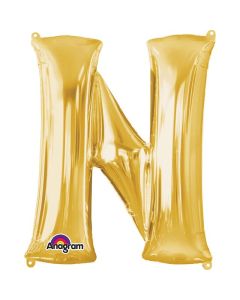 16" Gold Letter N Air-Fill Foil Anagram