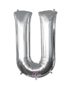 16" Silver Letter U Air-Fill Foil Anagram