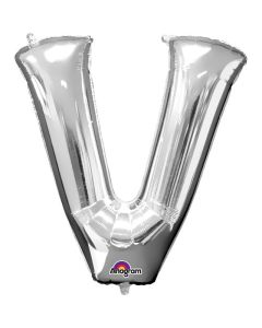 16" Silver Letter V Air-Fill Foil Anagram