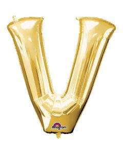 16" Gold Letter V Air-Fill Foil Anagram