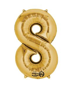16" Gold Number 8 Air-Fill Foil Anagram