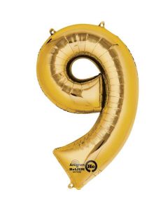 16" Gold Number 9 Air-Fill Foil Anagram