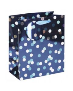 Pk6 BLUE SPOTS MEDIUM GIFT BAG - 33345-3C