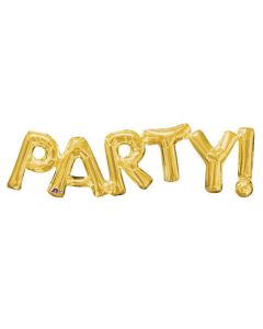 "Party!" Letters Gold  Air Fill Foil Balloon Anagram