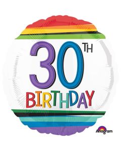 18" Age 30 Multi Coloured Round Foil Anagram