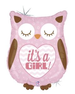 26" Foil Balloon It's a Girl Owl Grabo