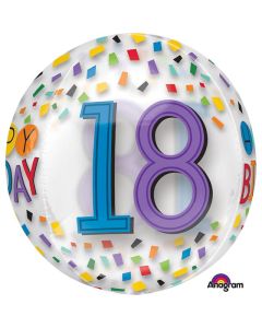 15" Clear Rainbow Confetti Age 18 Orbz Anagram