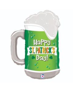 34" Green Beer Round Shape Foil Balloon Grabo