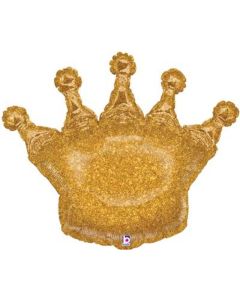 36" Gold Glittering Crown SuperShape Foil Balloon Oaktree