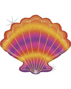 30" Pink Purple & Gold Glitter Seashell Shape Foil Balloon Grabo