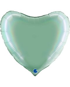36" Platinum Tiffany Rainbow Heart Foil Balloon Grabo