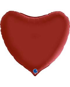 36" Satin Rubin Red Heart Foil Balloon Grabo