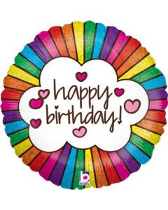 18" FOIL RETRO RAINBOW BIRTHDAY HOLOGRAPHIC - 36140P/1
