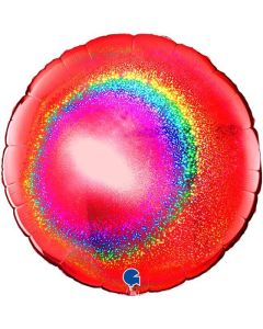 36" Red Holographic Round Foil Balloon Grabo