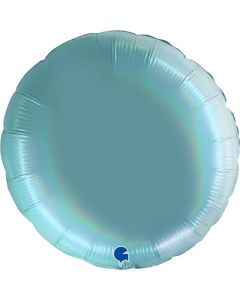 36" Platinum Tenerife Sea Rainbow Holographic Round Foil Balloon Grabo
