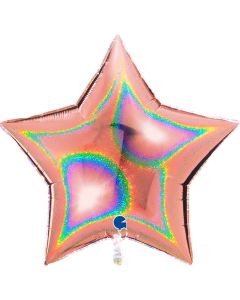 36" Rose Gold Holographic Star Foil Balloon Grabo