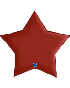36" Satin Rubin Red Star Foil Balloon Grabo