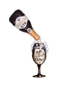70" Black & Gold  Time for Bubbly Giant Multi Foil BalloonAnagram