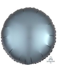 17" Satin Steel Blue Round Foil Balloon Anagram