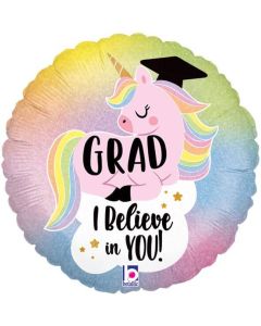 18" Grad I Believe In You Unicorn Foil Balloon Oaktree