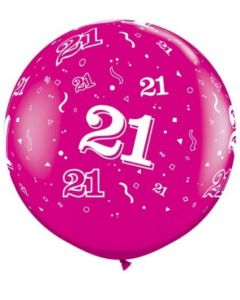 3ft Age 21 Latex Balloons 2pk Qualatex