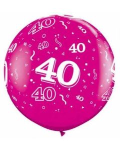3ft Age 40 Wild Berry Latex Balloon 2pk Qualatex