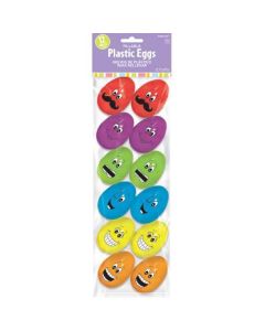 Fillable Plastic Eggs Smiling Faces 12pk Amscan