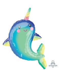 39" Happy Narwhal SuperShape Foil Balloon Anagram