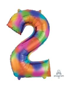 34" Rainbow Splash Number 2 Foil Balloon Anagram