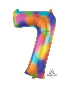 34" Rainbow Splash Number 7 Foil Balloon Anagram