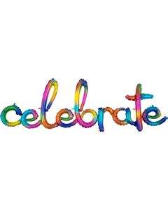 59" Rainbow Celebrate Script Air-Fill Foil Anagram