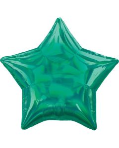 19" Green Iridescent Star Foil Balloon Anagram