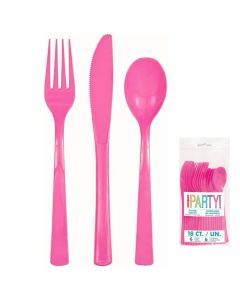 Hot Pink Plastic Cutlery Pk18 Unique