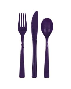 Deep Purple Plastic Cutlery Pk18 Unique