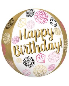 15" Orbz Pink & Gold Birthday Foil Anagram