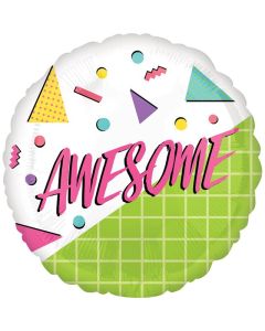 18" Pink & Green Awesome Party Round Foil Anagram