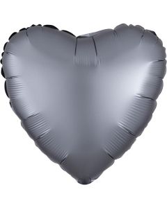 17" Satin Luxe Graphite Heart Foil Balloon Anagram
