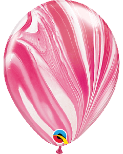 11"  Red & White Agate Latex 25pk Qualatex