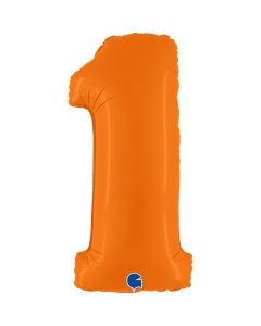 40" Number 1 Matte Orange Foil Balloon Grabo