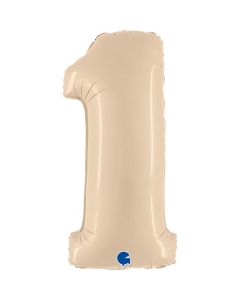 40" Satin Cream Number 1 Foil Balloon Grabo